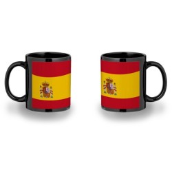 TAZA COMPLETAMENTE NEGRA BANDERA ESPAÑA PAIS CONSTITUCION personalizada