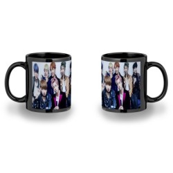 TAZA COMPLETAMENTE NEGRA BTS BOY WITH LUV KPOP IDOL MNET personalizada