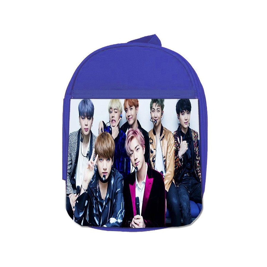 MOCHILA AZUL BTS BOY WITH LUV KPOP IDOL MNET escolar personalizado picnic excursión deporte