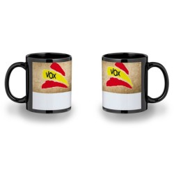 TAZA COMPLETAMENTE NEGRA BANDERA ESPAÑA PARTIDO VOX personalizada