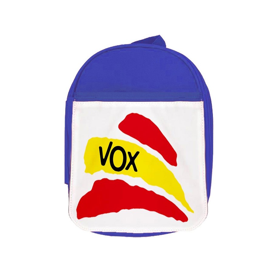 MOCHILA AZUL BANDERA ESPAÑA PARTIDO VOX escolar personalizado picnic excursión deporte