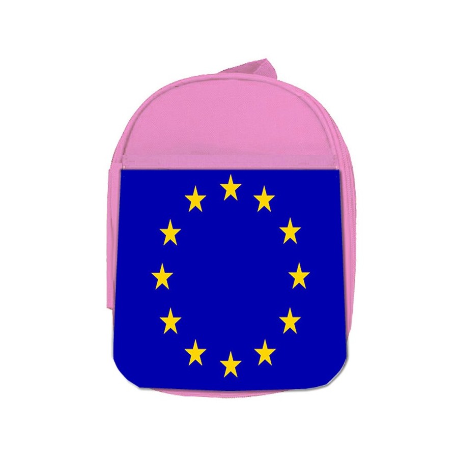 MOCHILA ROSA BANDERA UNION EUROPEA escolar personalizado picnic excursión deporte