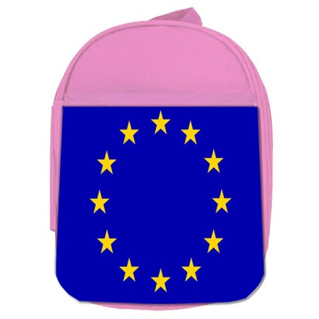 MOCHILA ROSA BANDERA UNION EUROPEA escolar personalizado picnic excursión deporte