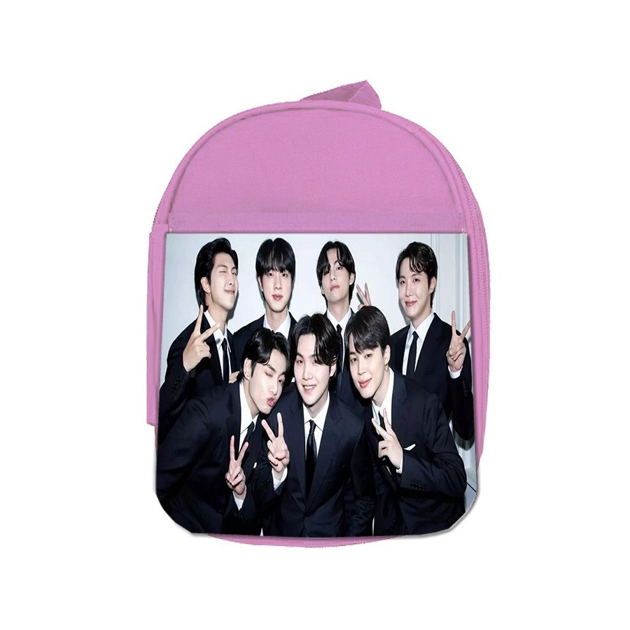 MOCHILA ROSA BTS grupo gala fan meeting japon cantantes escolar personalizado picnic excursión deporte