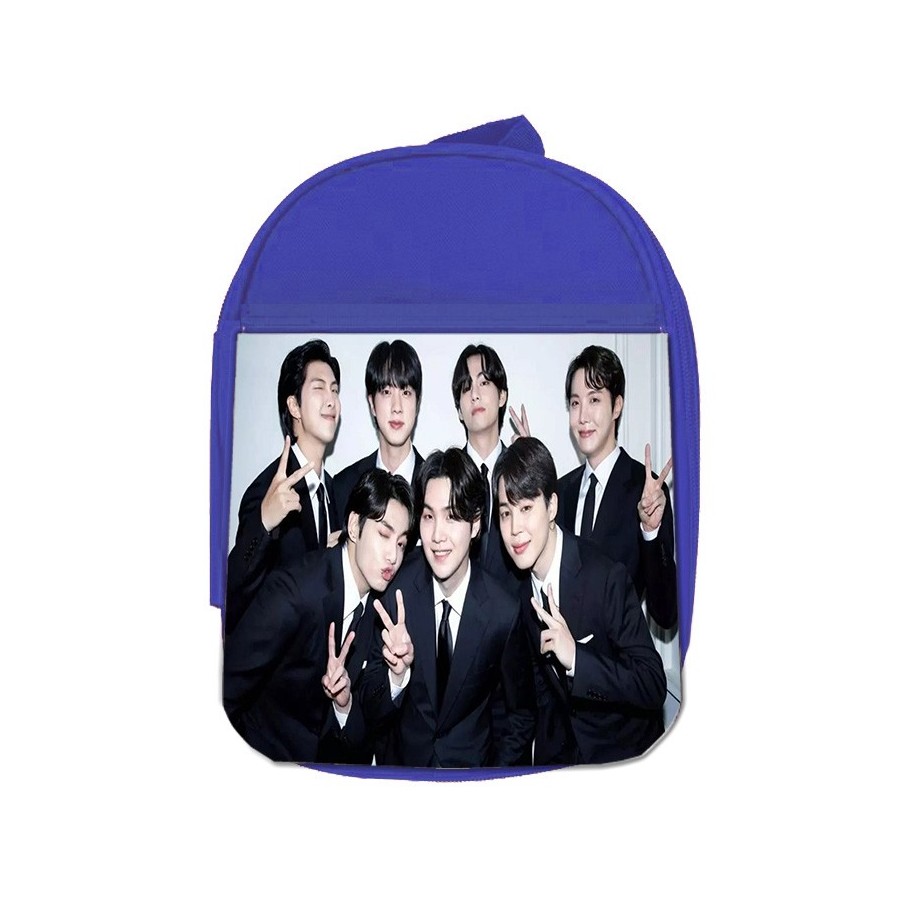 MOCHILA AZUL BTS grupo gala fan meeting japon cantantes escolar personalizado picnic excursión deporte