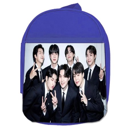 MOCHILA AZUL BTS grupo gala fan meeting japon cantantes escolar personalizado picnic excursión deporte