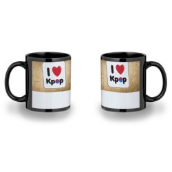 TAZA COMPLETAMENTE NEGRA I LOVE KPOP KOREA MUSIC personalizada