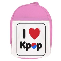 MOCHILA ROSA I LOVE KPOP KOREA MUSIC escolar personalizado picnic excursión deporte