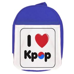 MOCHILA AZUL I LOVE KPOP KOREA MUSIC escolar personalizado picnic excursión deporte