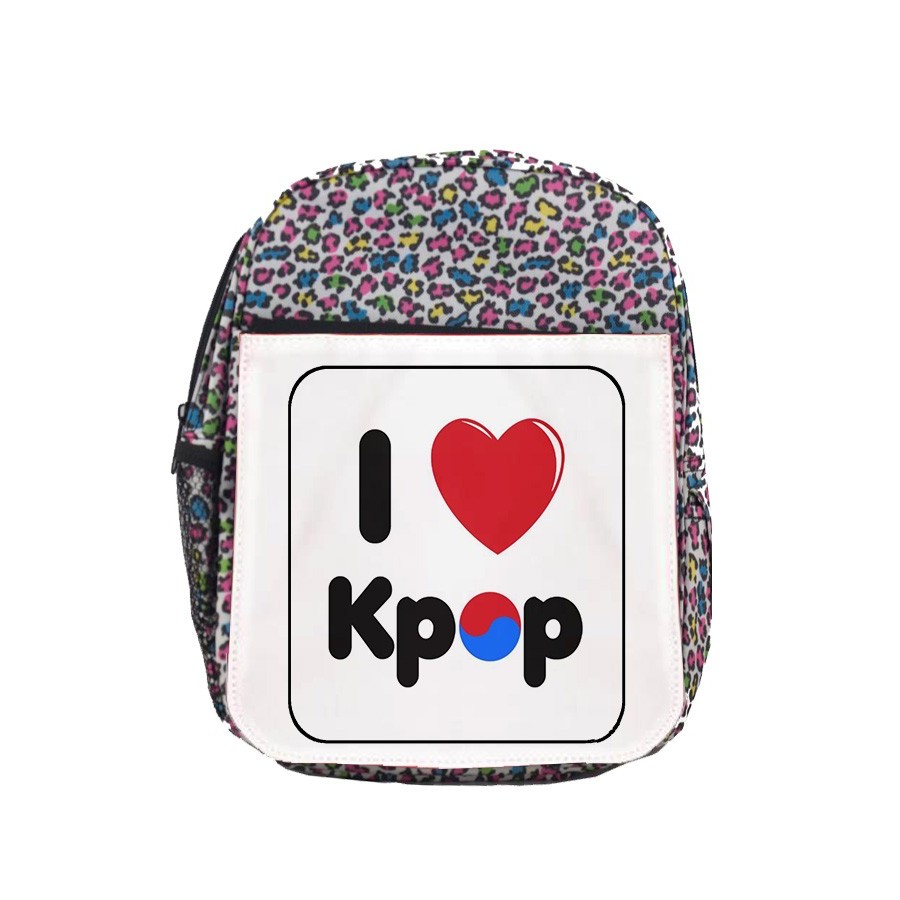 MOCHILA LUNARES ESTAMPADO I LOVE KPOP KOREA MUSIC escolar personalizado picnic excursión deporte