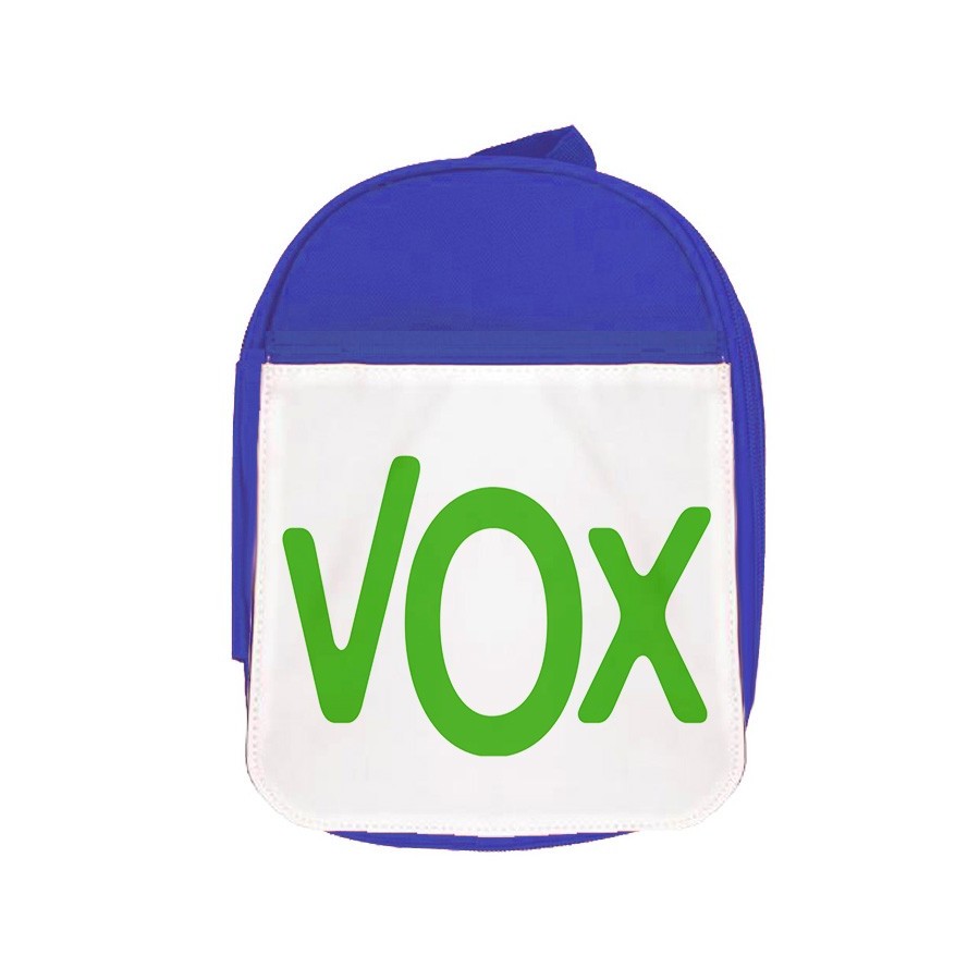 MOCHILA AZUL LOGO PARTIDO VOX DERECHA POLITICA escolar personalizado picnic excursión deporte