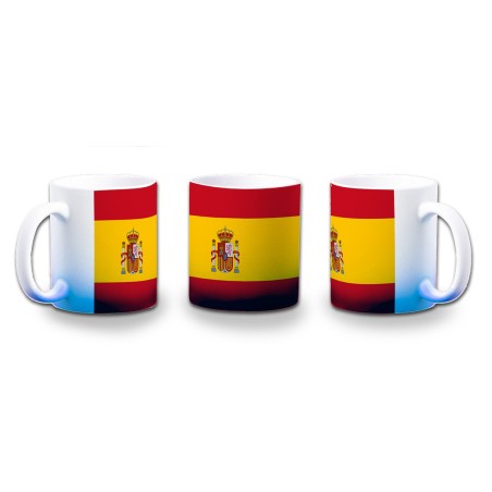 TAZA CON DEGRADADO BANDERA ESPAÑA PAIS CONSTITUCION color personalizada