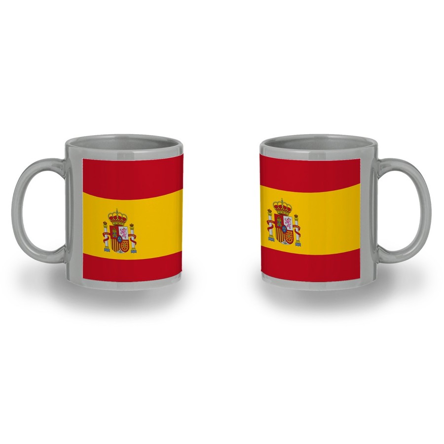 TAZA COLOR RECUADRO BANDERA ESPAÑA PAIS CONSTITUCION color mug jarra cerveza te infusión