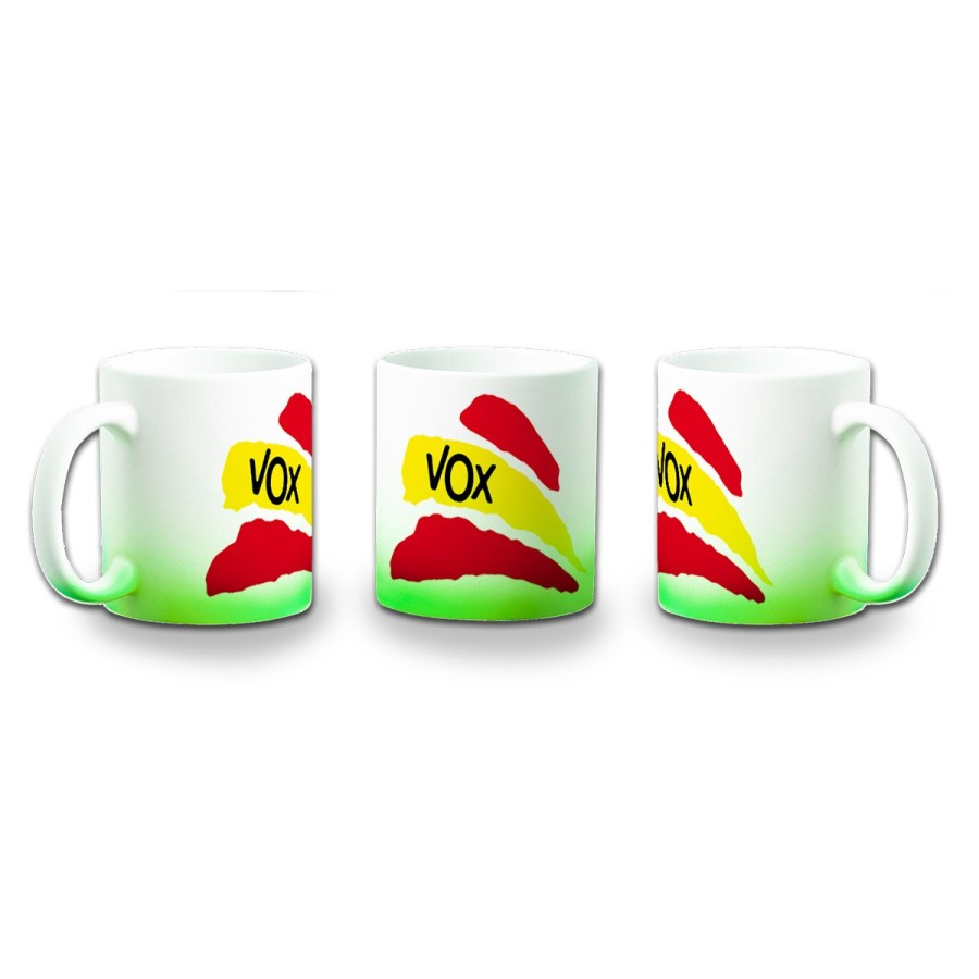 TAZA CON DEGRADADO BANDERA ESPAÑA PARTIDO VOX color personalizada