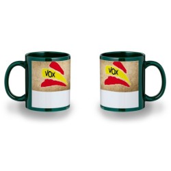 TAZA COLOR RECUADRO BANDERA ESPAÑA PARTIDO VOX color mug jarra cerveza te infusión