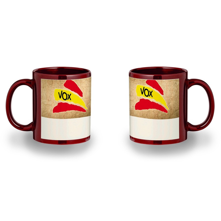 TAZA COLOR RECUADRO BANDERA ESPAÑA PARTIDO VOX color mug jarra cerveza te infusión