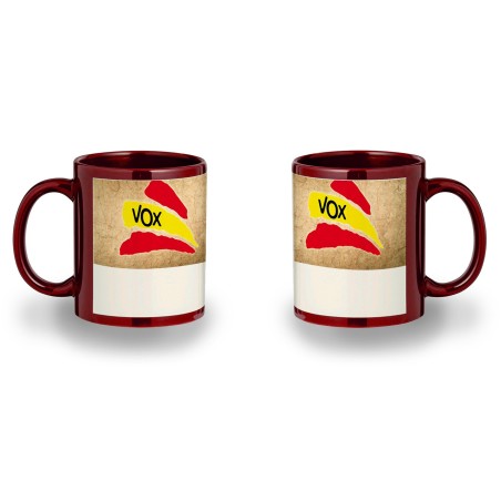 TAZA COLOR RECUADRO BANDERA ESPAÑA PARTIDO VOX color mug jarra cerveza te infusión