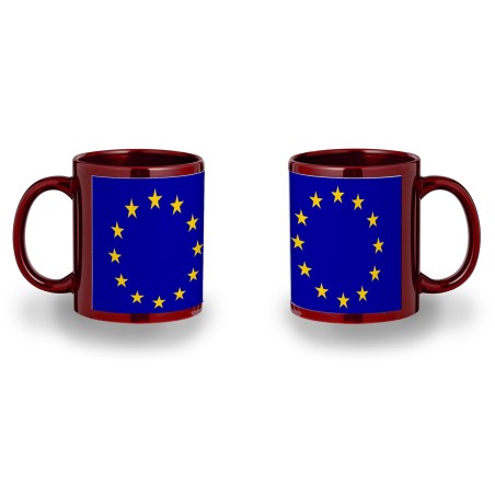 TAZA COLOR RECUADRO BANDERA UNION EUROPEA color mug jarra cerveza te infusión