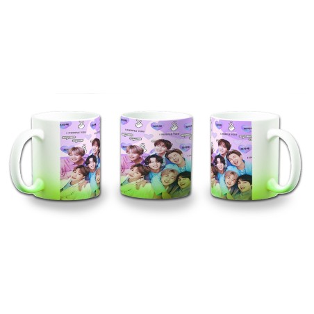 TAZA CON DEGRADADO BTS grupo permission to dance on stage color personalizada