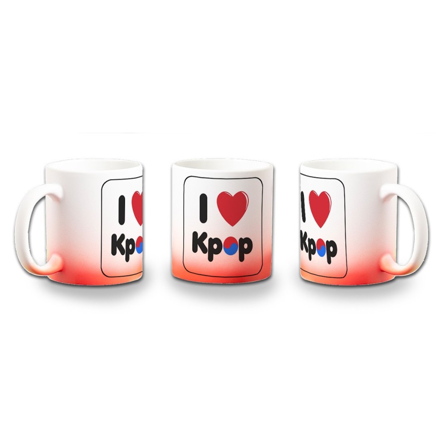 TAZA CON DEGRADADO I LOVE KPOP KOREA MUSIC color personalizada