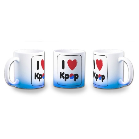 TAZA CON DEGRADADO I LOVE KPOP KOREA MUSIC color personalizada