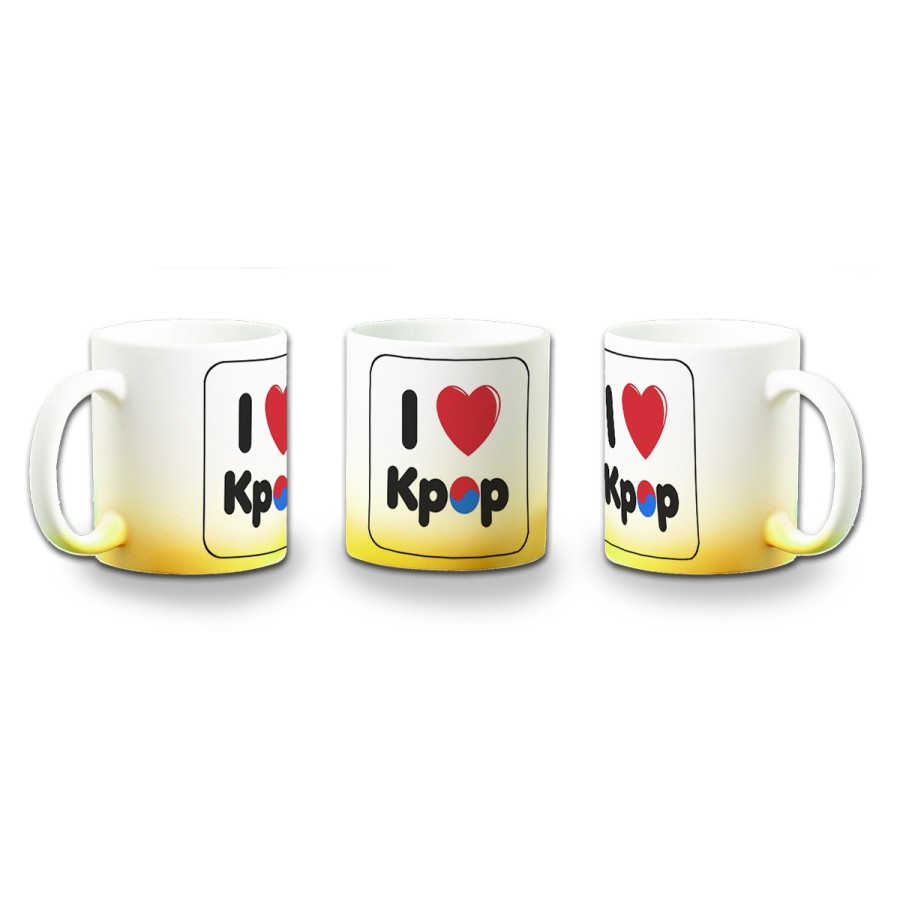 TAZA CON DEGRADADO I LOVE KPOP KOREA MUSIC color personalizada