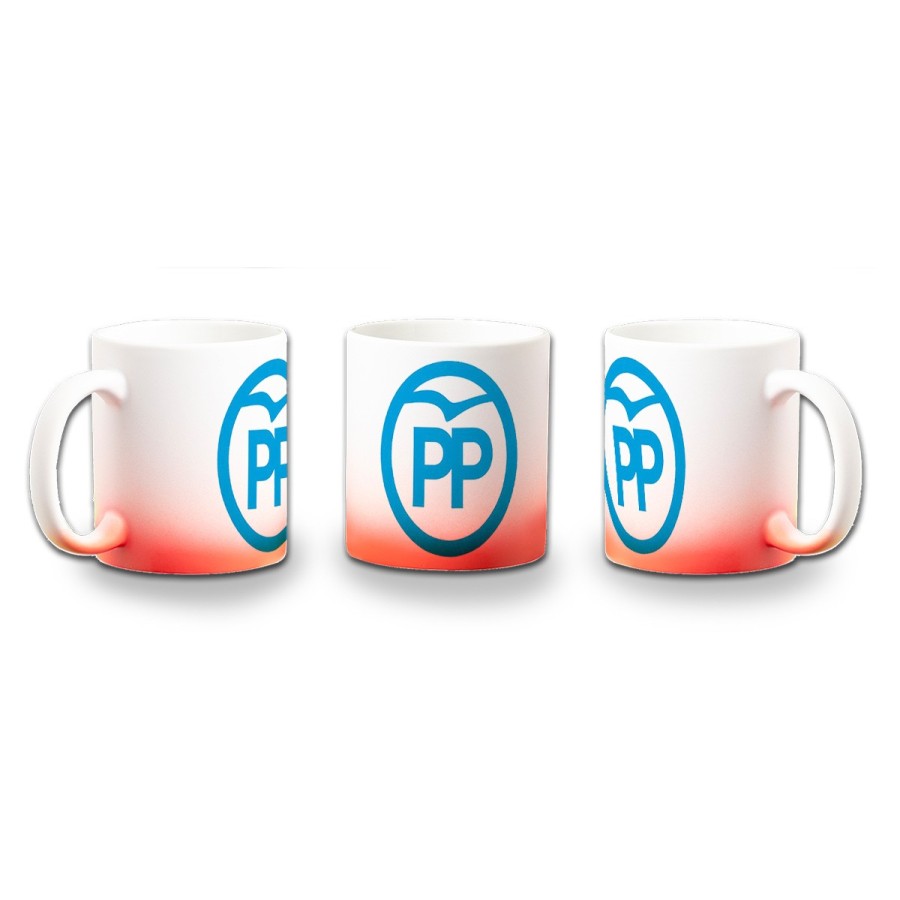 TAZA CON DEGRADADO LOGO PARTIDO POPULAR POLITICA DERECHA color personalizada