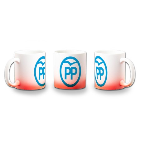 TAZA CON DEGRADADO LOGO PARTIDO POPULAR POLITICA DERECHA color personalizada