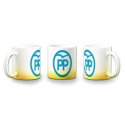 TAZA CON DEGRADADO LOGO PARTIDO POPULAR POLITICA DERECHA color personalizada