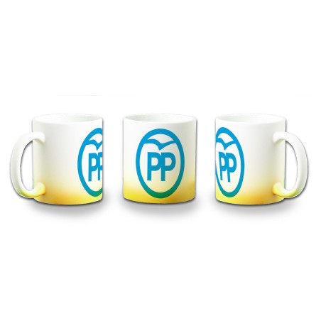 TAZA CON DEGRADADO LOGO PARTIDO POPULAR POLITICA DERECHA color personalizada