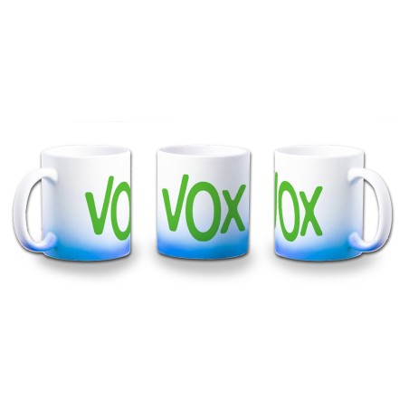 TAZA CON DEGRADADO LOGO PARTIDO VOX DERECHA POLITICA color personalizada