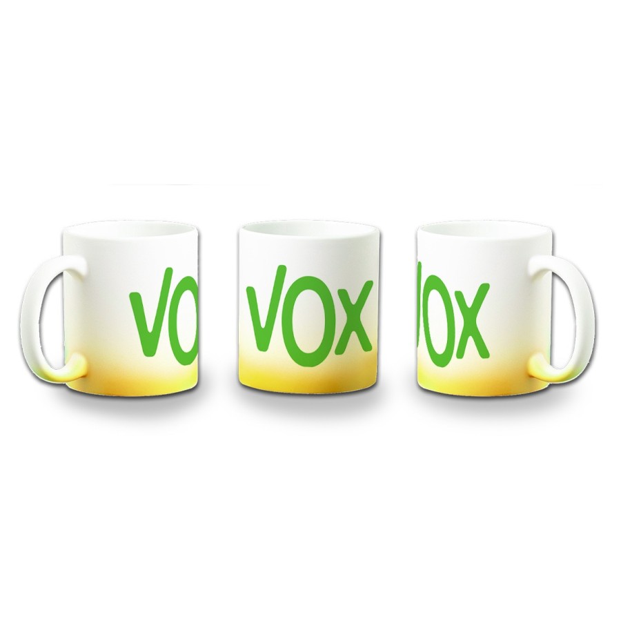 TAZA CON DEGRADADO LOGO PARTIDO VOX DERECHA POLITICA color personalizada