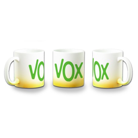 TAZA CON DEGRADADO LOGO PARTIDO VOX DERECHA POLITICA color personalizada