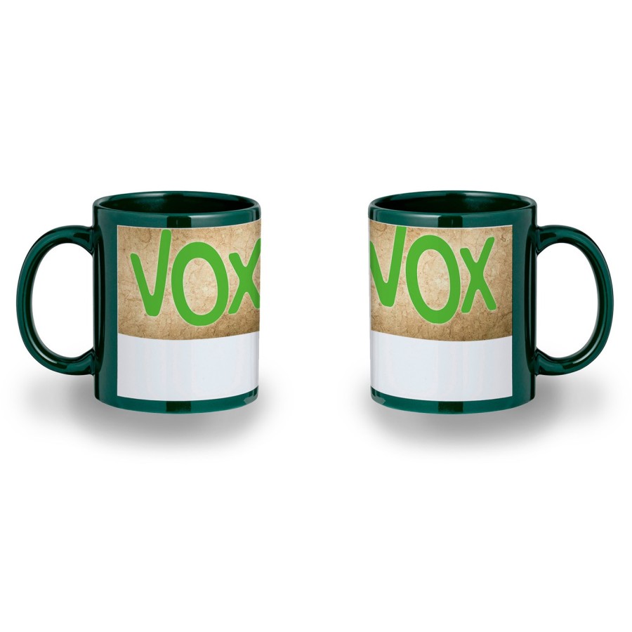 TAZA COLOR RECUADRO LOGO PARTIDO VOX DERECHA POLITICA color mug jarra cerveza te infusión