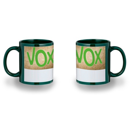 TAZA COLOR RECUADRO LOGO PARTIDO VOX DERECHA POLITICA color mug jarra cerveza te infusión